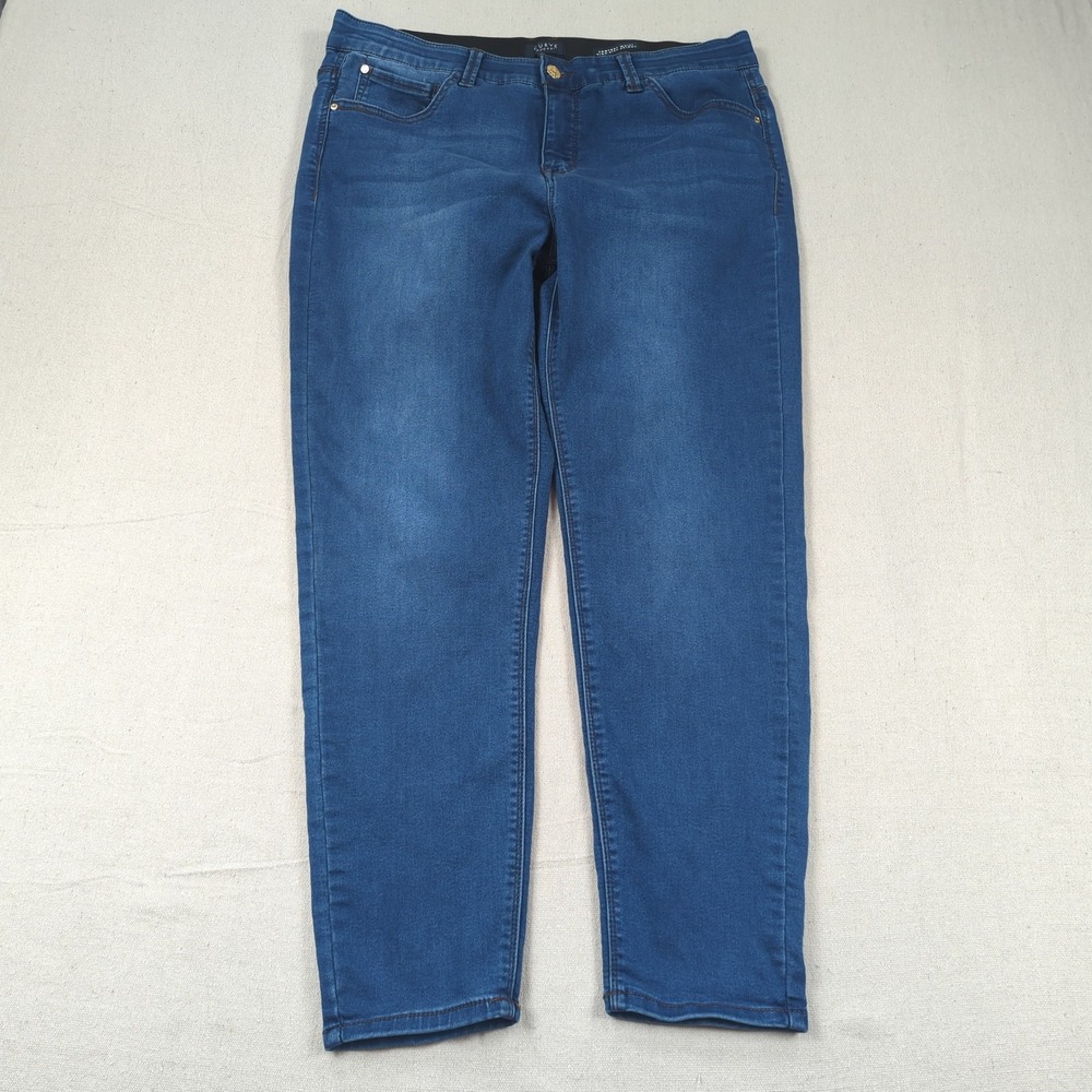 Curve Appeal Jeans Womens 14 32 Blue Stretch Comfort Skinny High Rise Faded